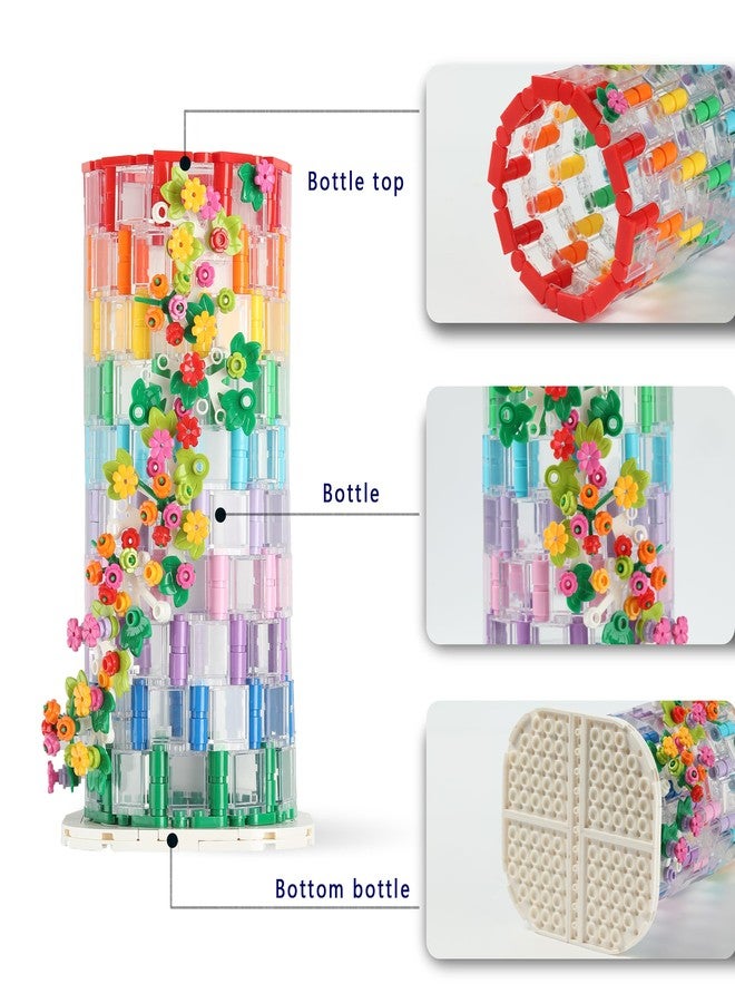 HI-REEKE Vase Building Set for Flowers Bouquet 10280 10313, Transparent Vase Flower Display Stand Building Block Kit for Women Adult - Image 3
